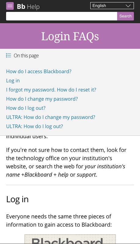 Blackboard Help article page